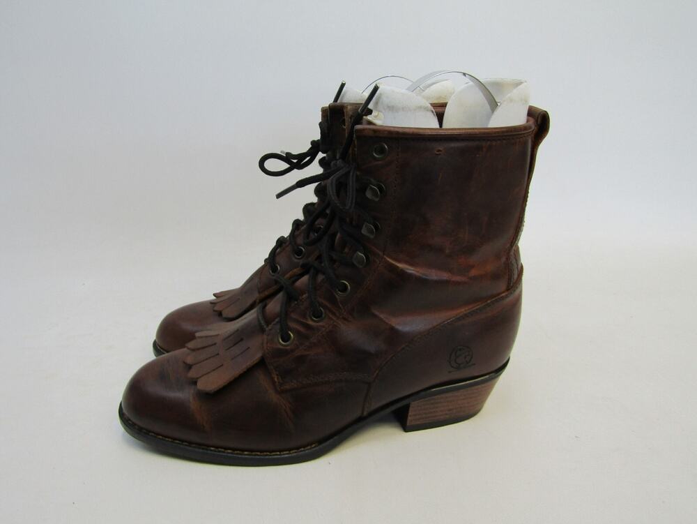 Durango Little Kids Youth Sz 2.5 M Brown Leather Kilt Laces Cowboy Western Boots